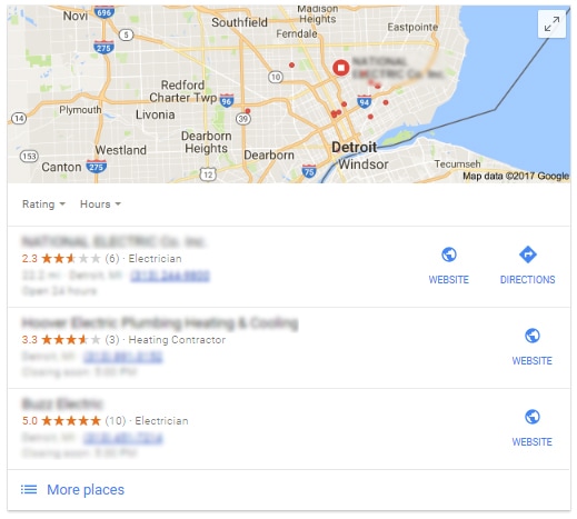 Google My Business Detroit Electrician
