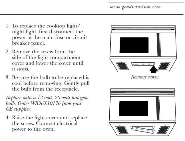 Replacing Advantium Oven Surface Light